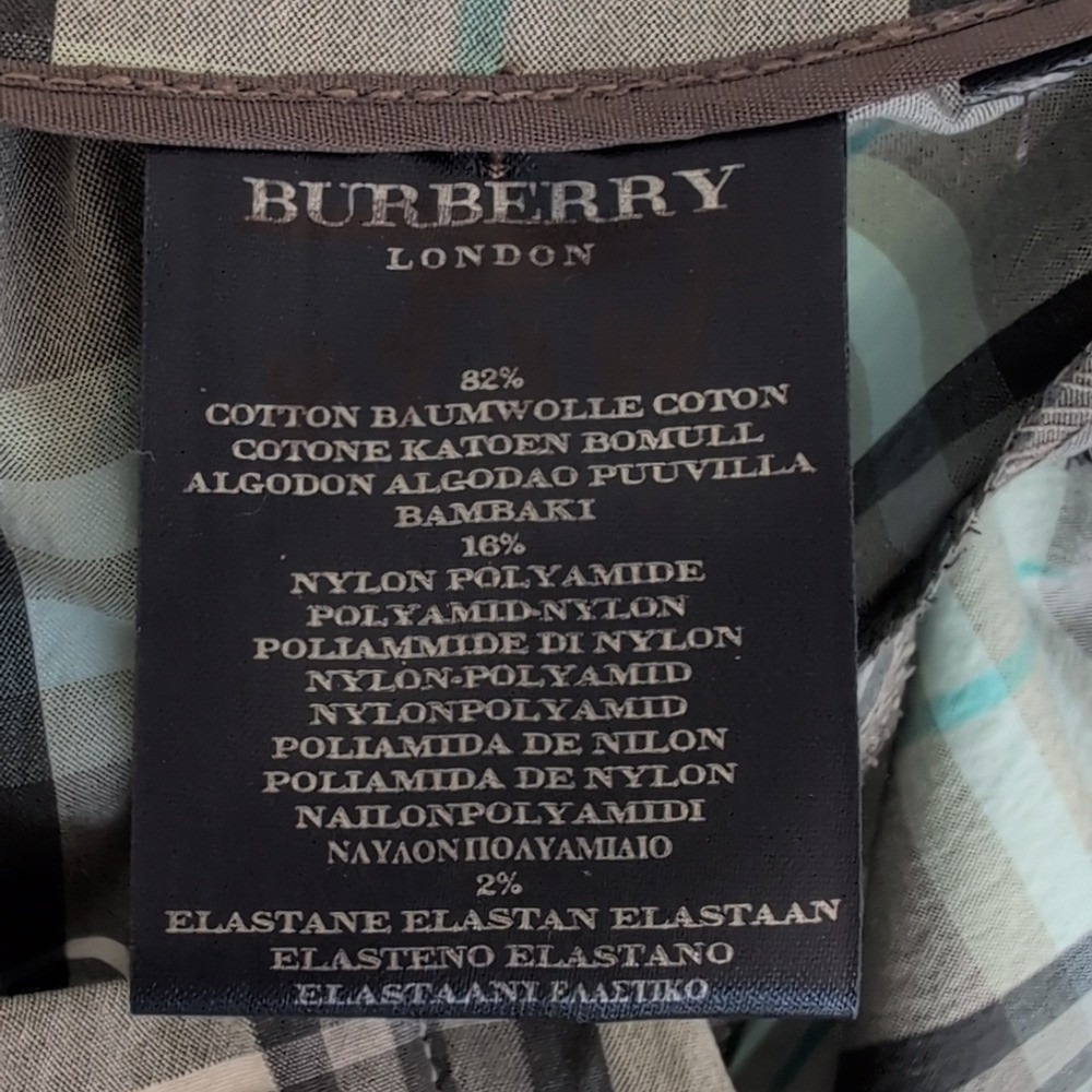 Burberry London Blue/Gray/Black Nova Check‎ Plaid Cotton Pants Size 6 - Picture 10 of 13